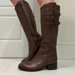 Lady Doc Genuine Italian Leather Tall Brown Boots - Size 40 (US 9-9.5)